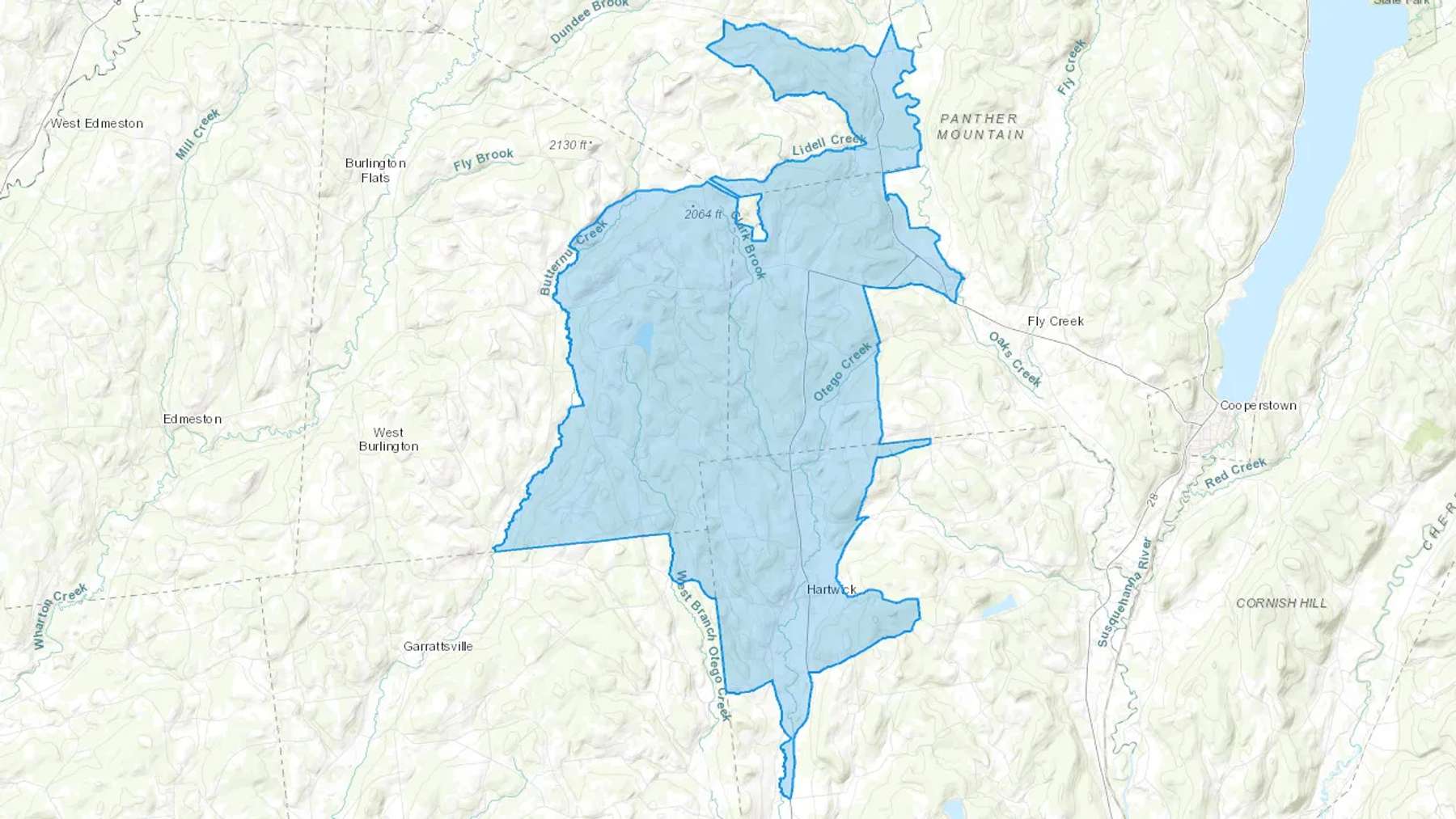 Hartwick, NY Cash heating Oil delivery map Map of the COD Fuel Oil delivery service area for Hartwick, NY