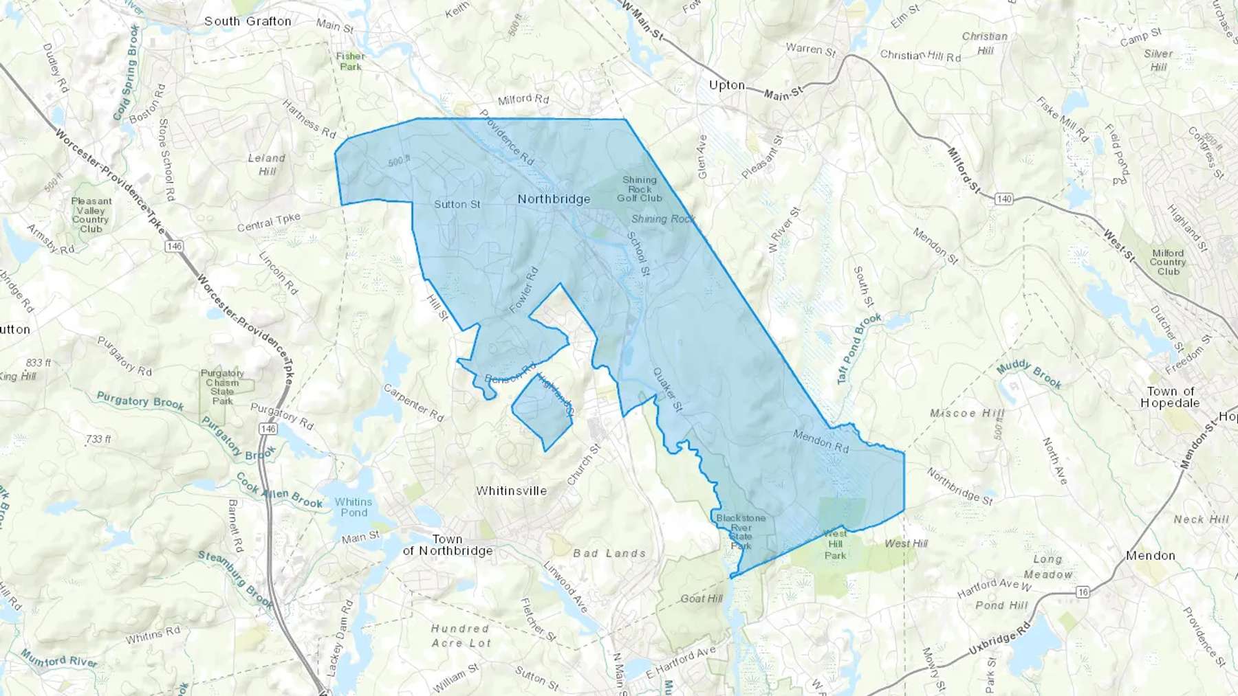 Northbridge, MA Cash heating Oil delivery map Map of the COD Fuel Oil delivery service area for Northbridge, MA