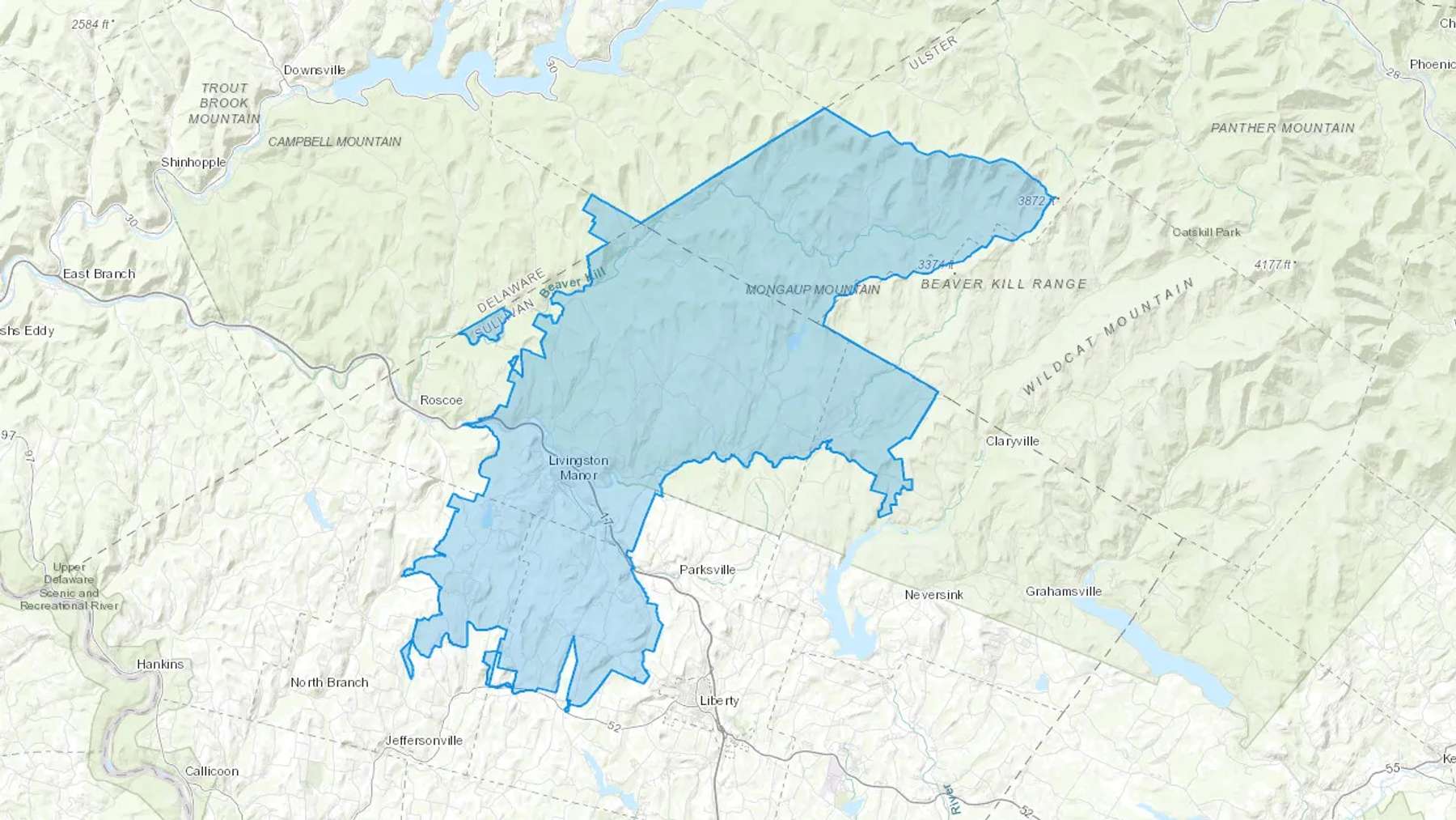 Livingston Manor, NY Cash heating Oil delivery map Map of the COD Fuel Oil delivery service area for Livingston Manor, NY