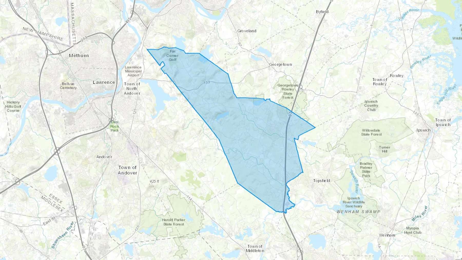 West Boxford, MA Cash heating Oil delivery map Map of the COD Fuel Oil delivery service area for West Boxford, MA