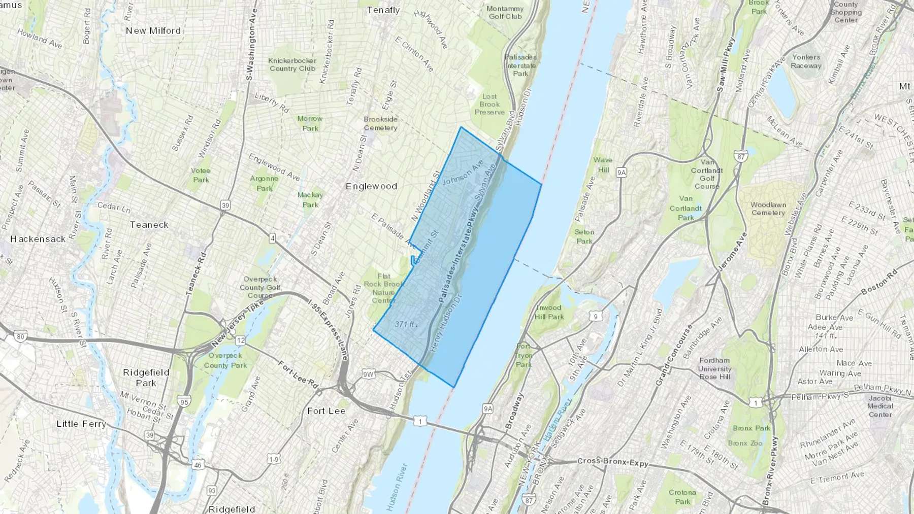 Englewood Cliffs, NJ Cash heating Oil delivery map Map of the COD Fuel Oil delivery service area for Englewood Cliffs, NJ