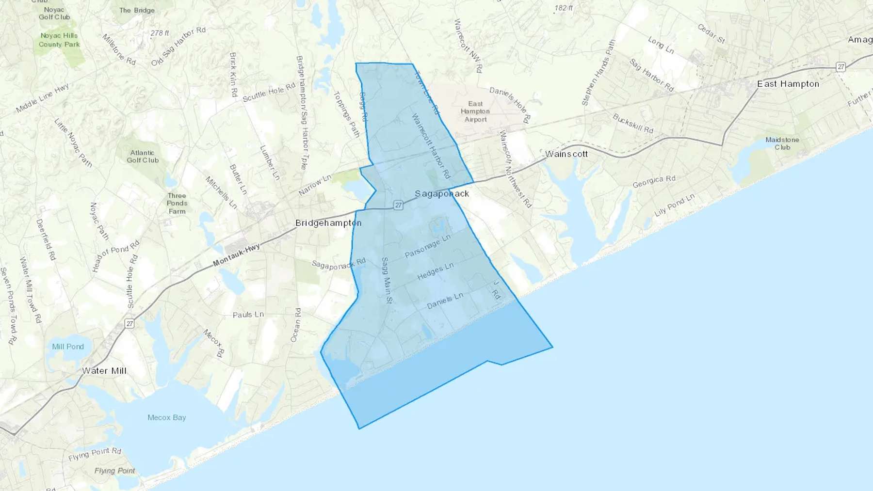 Sagaponack, NY Cash heating Oil delivery map Map of the COD Fuel Oil delivery service area for Sagaponack, NY