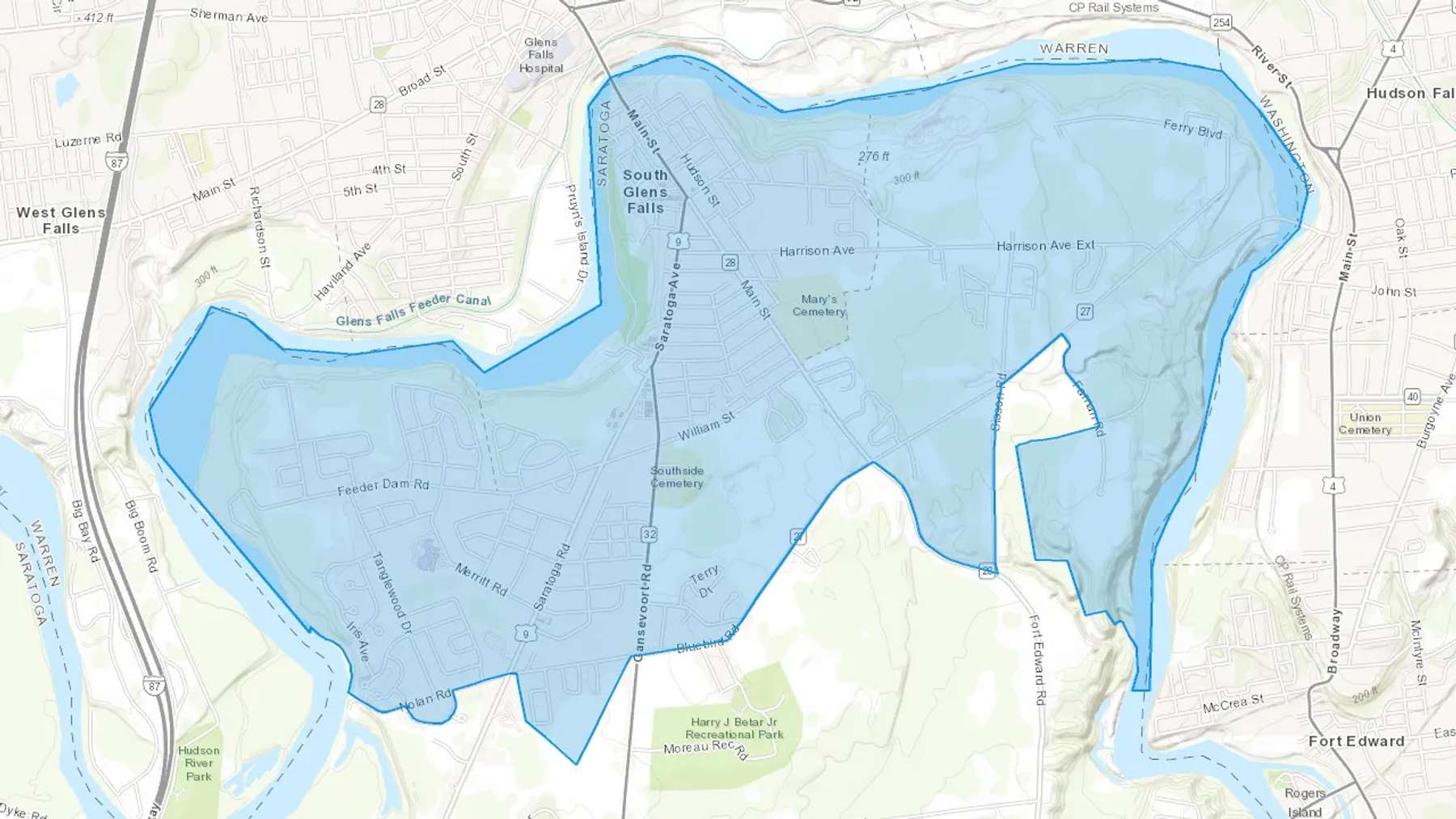 South Glens Falls, NY Cash heating Oil delivery map Map of the COD Fuel Oil delivery service area for South Glens Falls, NY