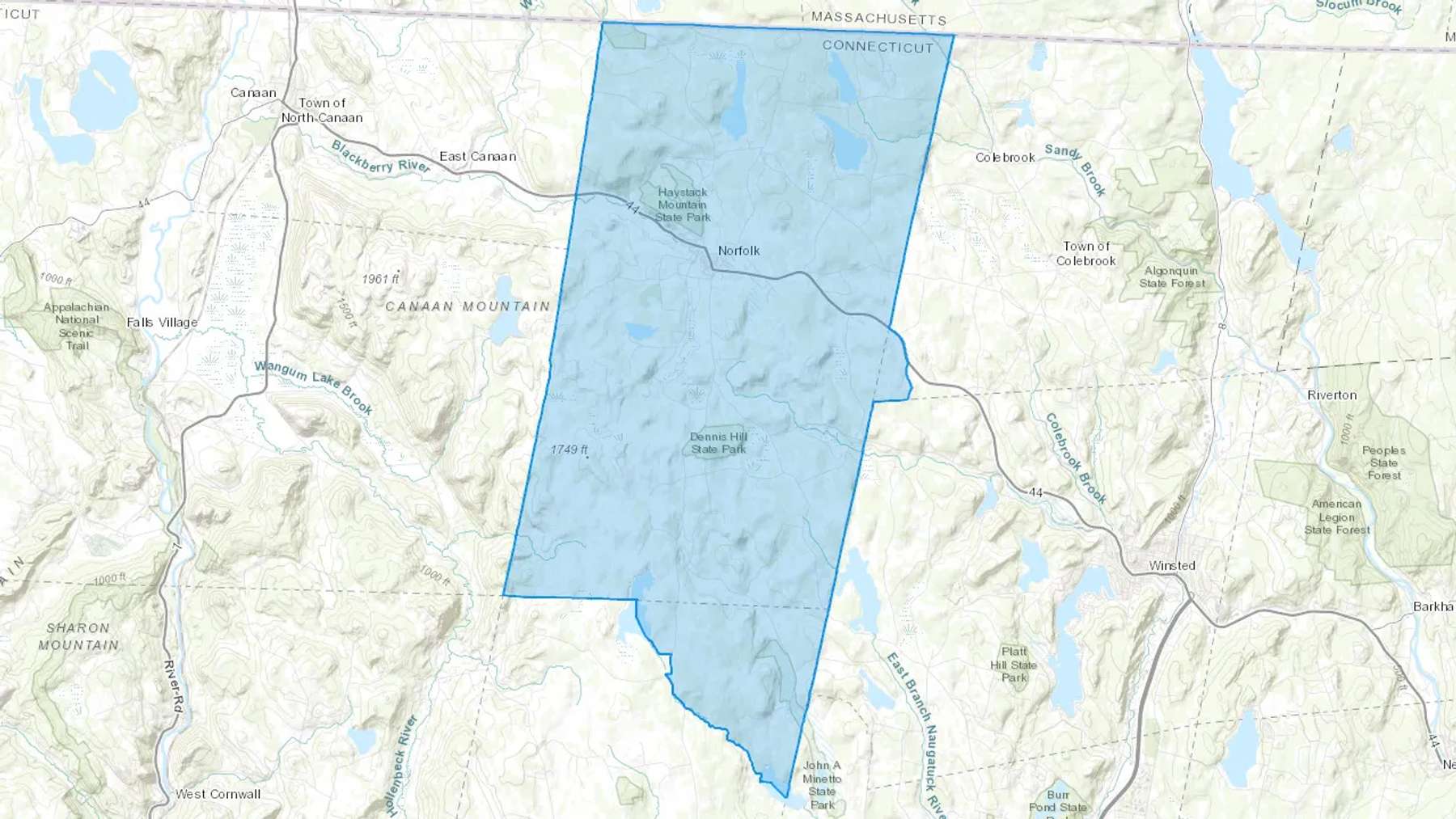 Norfolk, CT Cash heating Oil delivery map Map of the COD Fuel Oil delivery service area for Norfolk, CT