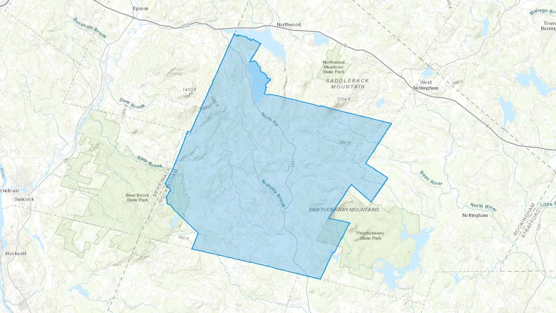 Deerfield, NH Cash heating Oil delivery map Map of the COD Fuel Oil delivery service area for Deerfield, NH