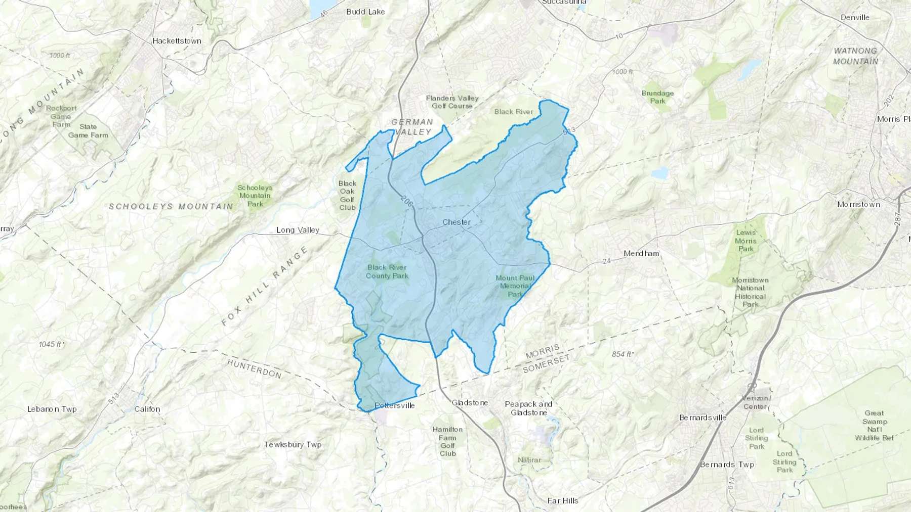 Chester, NJ Cash heating Oil delivery map Map of the COD Fuel Oil delivery service area for Chester, NJ