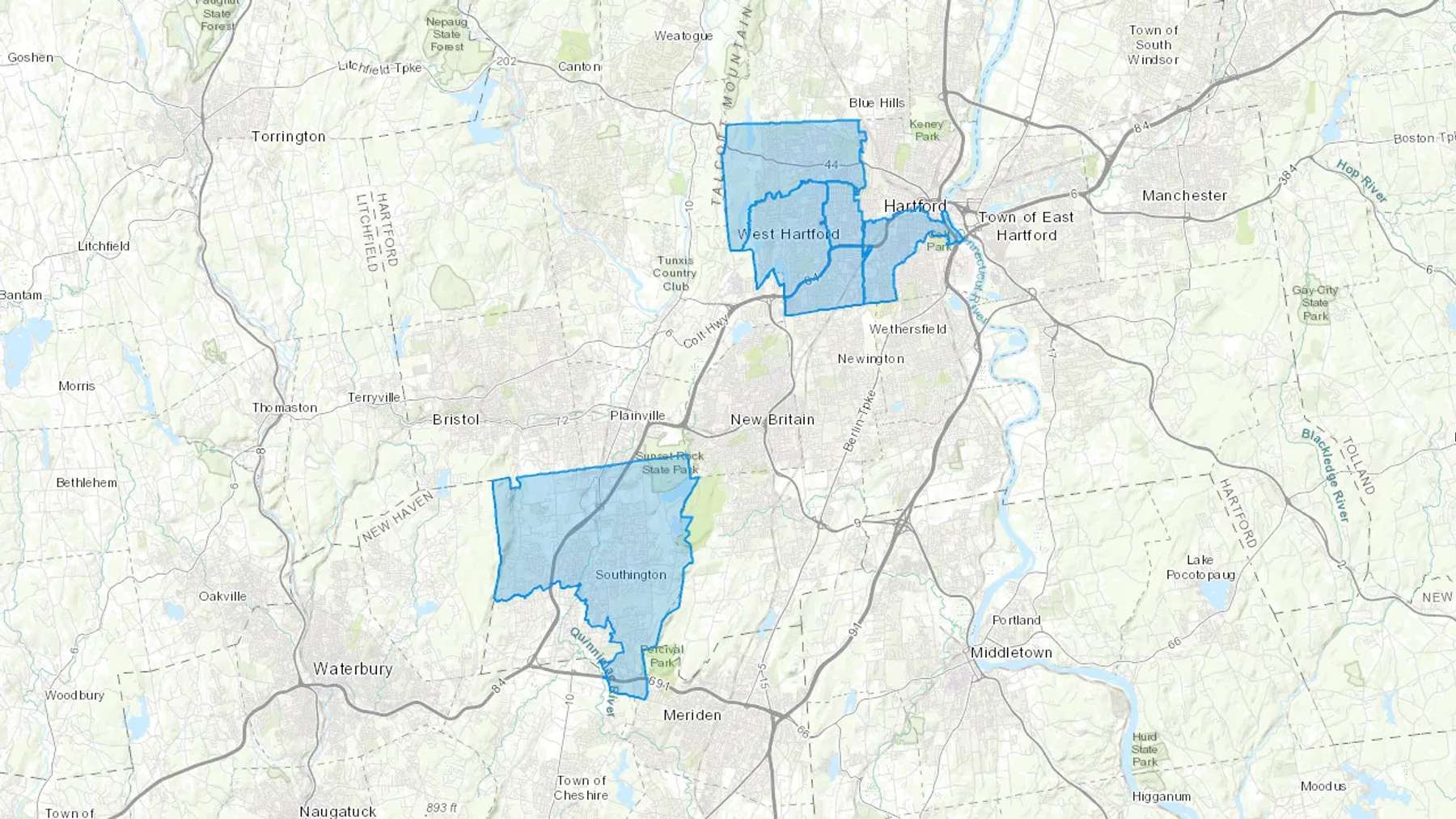 West Hartford, CT Cash heating Oil delivery map Map of the COD Fuel Oil delivery service area for West Hartford, CT