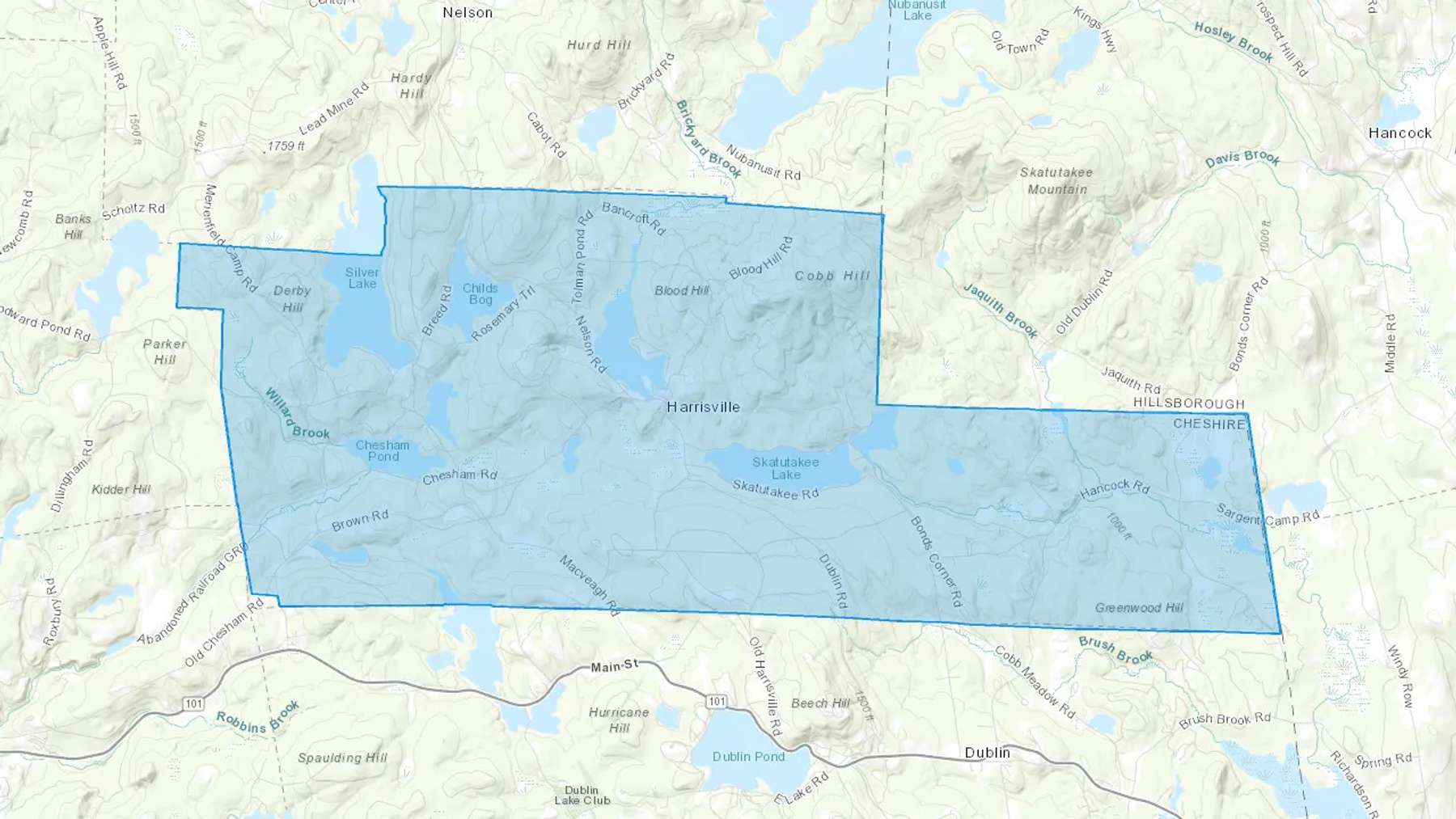 Harrisville, NH Cash heating Oil delivery map Map of the COD Fuel Oil delivery service area for Harrisville, NH