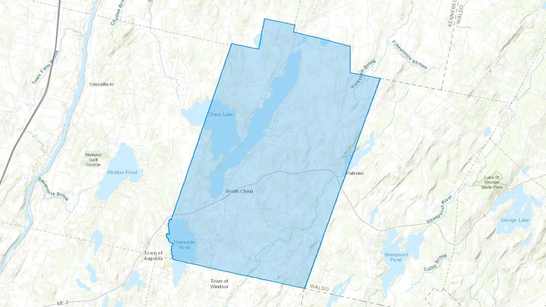 South China, ME Cash heating Oil delivery map Map of the COD Fuel Oil delivery service area for South China, ME
