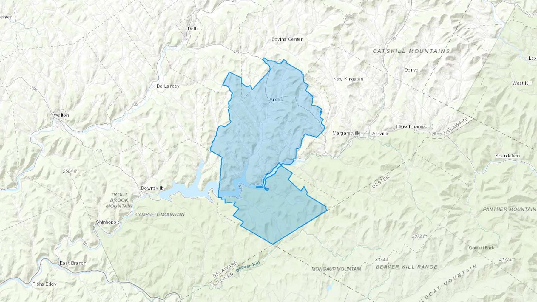 Andes, NY Cash heating Oil delivery map Map of the COD Fuel Oil delivery service area for Andes, NY