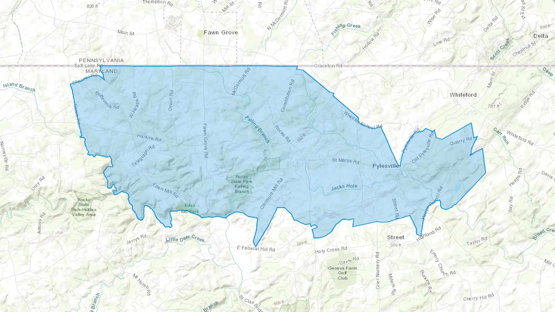 Pylesville, MD Cash heating Oil delivery map Map of the COD Fuel Oil delivery service area for Pylesville, MD