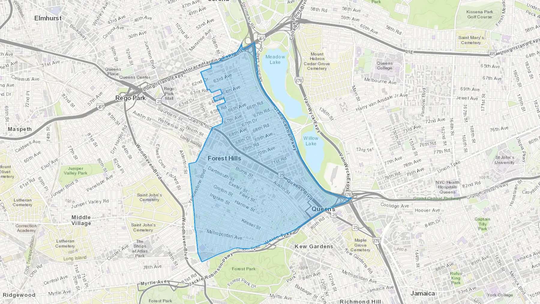 Forest Hills, NY Cash heating Oil delivery map Map of the COD Fuel Oil delivery service area for Forest Hills, NY