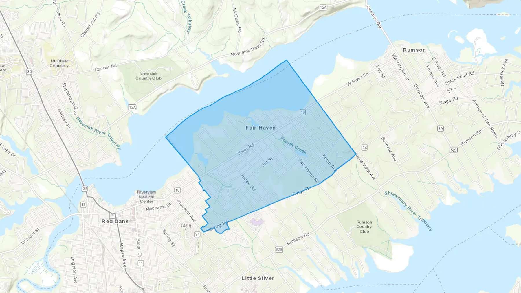 Fair Haven, NJ Cash heating Oil delivery map Map of the COD Fuel Oil delivery service area for Fair Haven, NJ