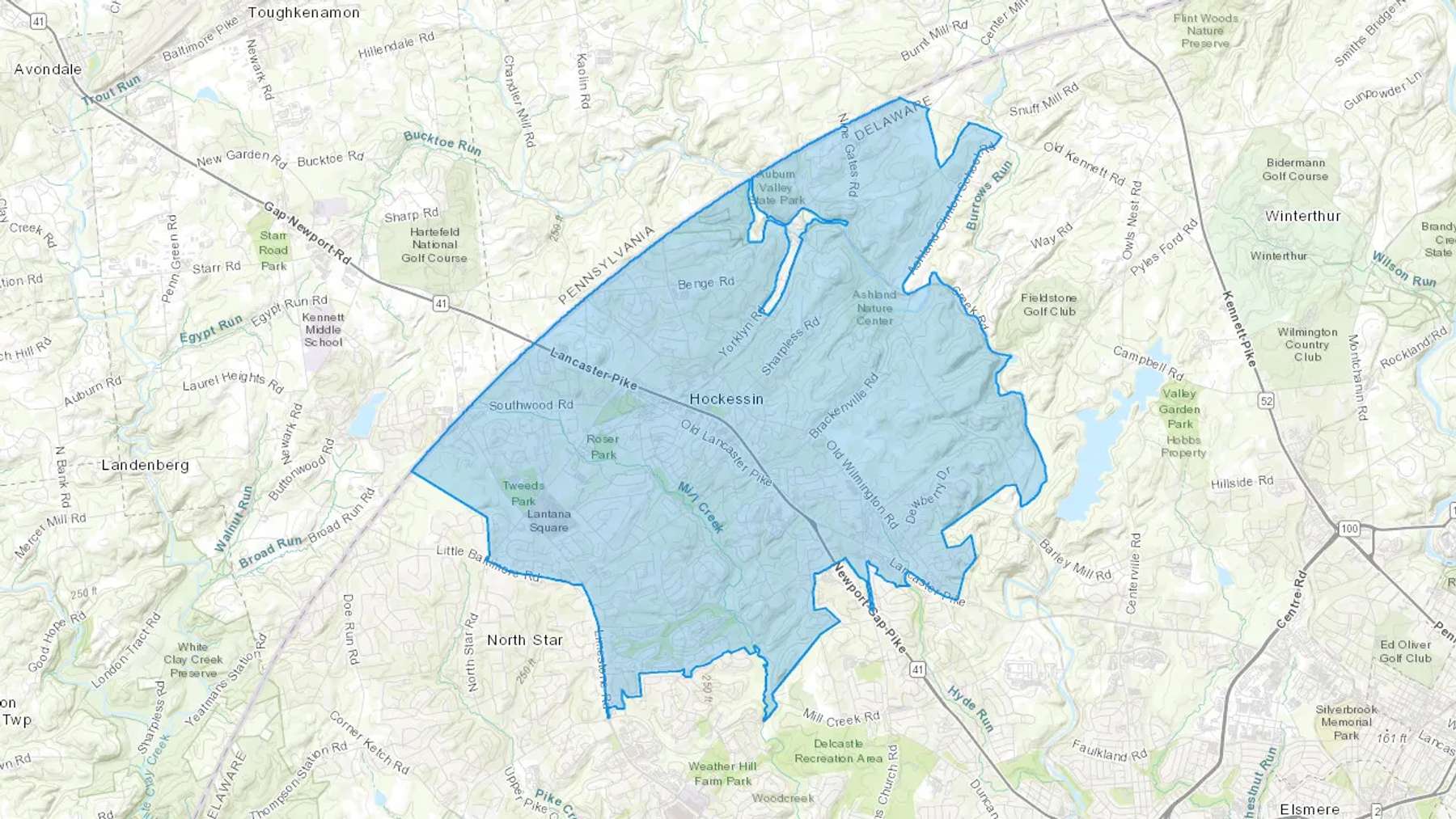 Hockessin, DE Cash heating Oil delivery map Map of the COD Fuel Oil delivery service area for Hockessin, DE