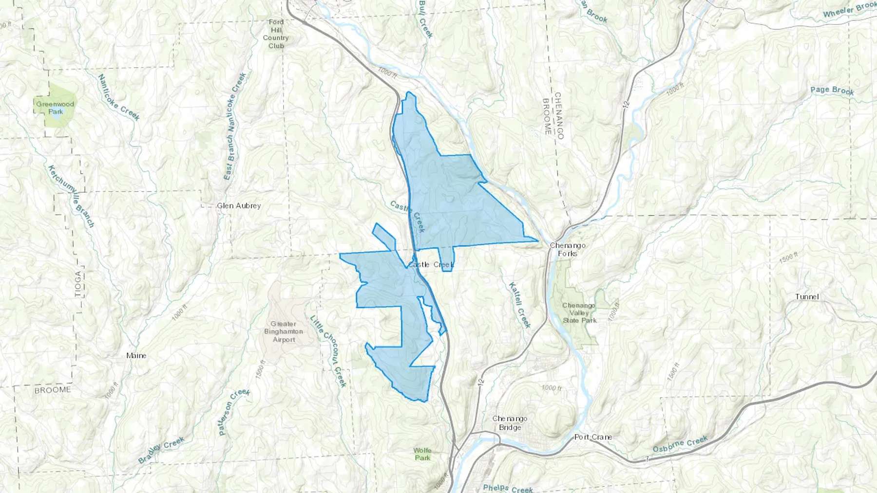 Castle Creek, NY Cash heating Oil delivery map Map of the COD Fuel Oil delivery service area for Castle Creek, NY