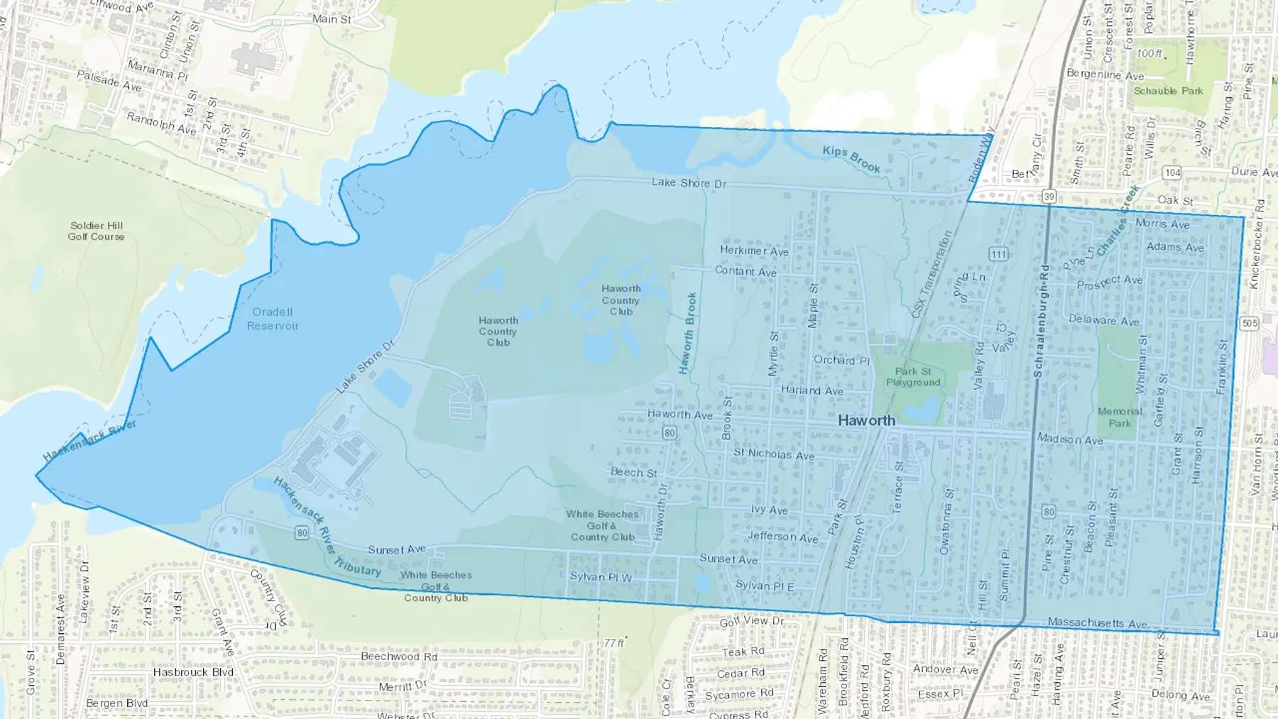 Haworth, NJ Cash heating Oil delivery map Map of the COD Fuel Oil delivery service area for Haworth, NJ