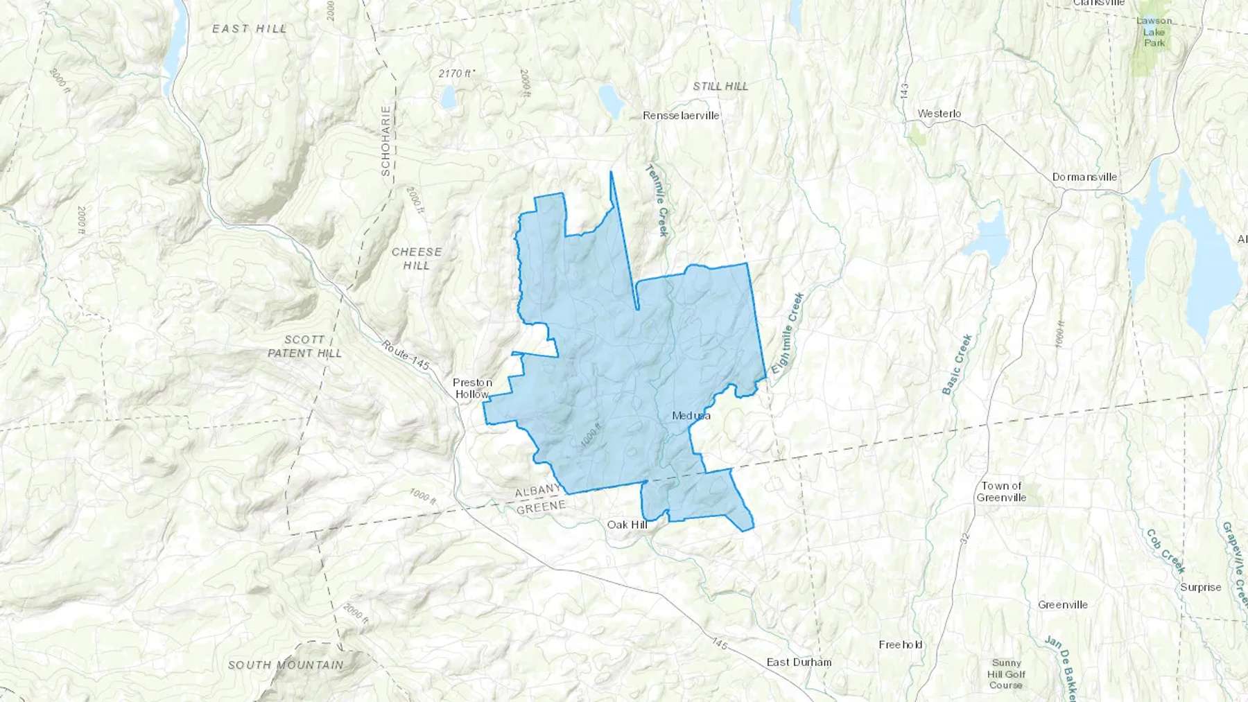 Oak Hill, NY Cash heating Oil delivery map Map of the COD Fuel Oil delivery service area for Oak Hill, NY