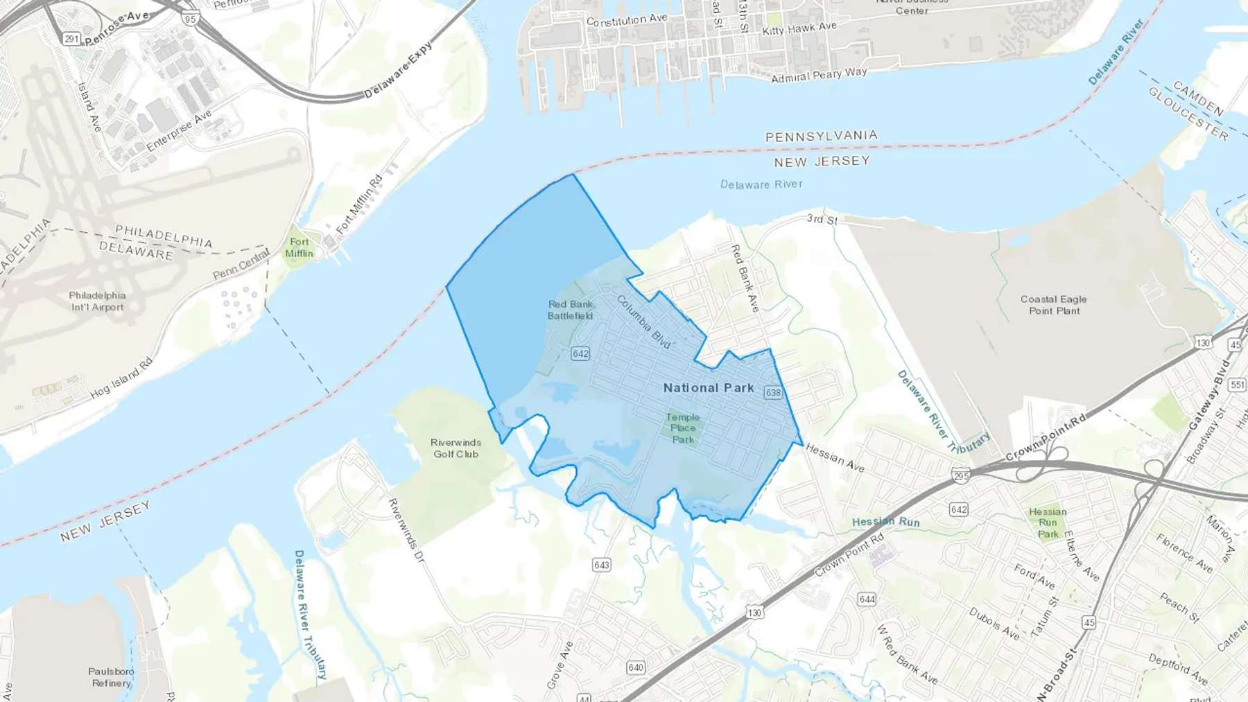 National Park, NJ Cash heating Oil delivery map Map of the COD Fuel Oil delivery service area for National Park, NJ