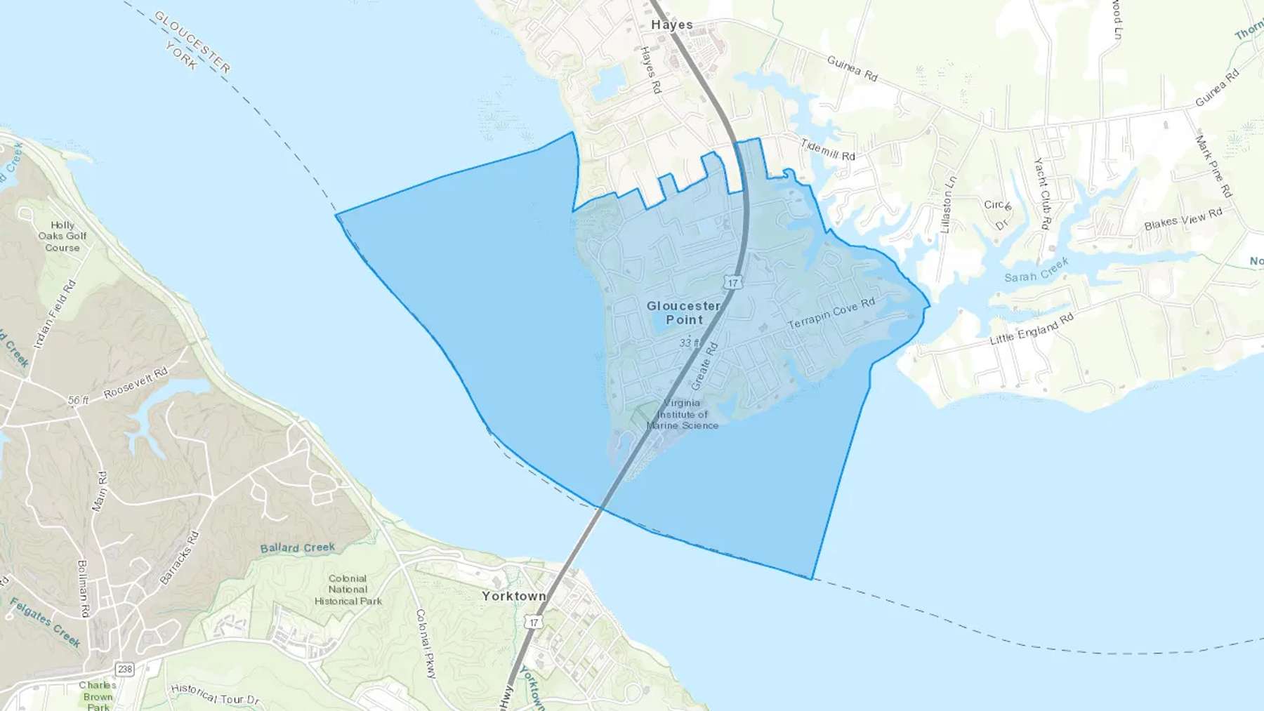 Gloucester Point, VA Cash heating Oil delivery map Map of the COD Fuel Oil delivery service area for Gloucester Point, VA