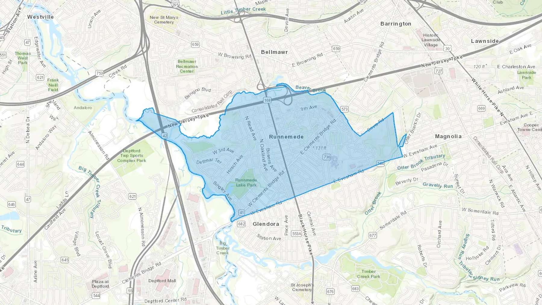 Runnemede, NJ Cash heating Oil delivery map Map of the COD Fuel Oil delivery service area for Runnemede, NJ