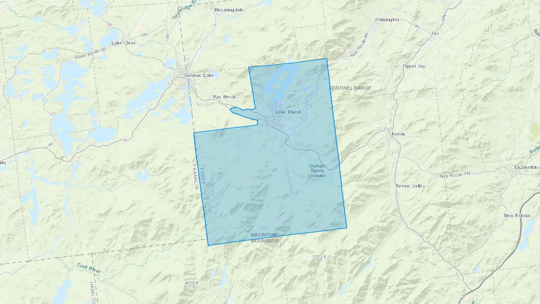 Lake Placid, NY Cash heating Oil delivery map Map of the COD Fuel Oil delivery service area for Lake Placid, NY