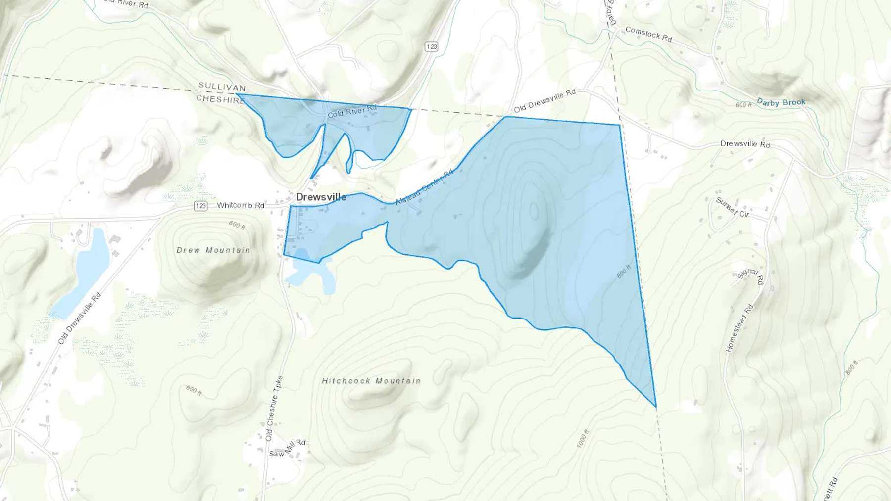 Drewsville, NH Cash heating Oil delivery map Map of the COD Fuel Oil delivery service area for Drewsville, NH