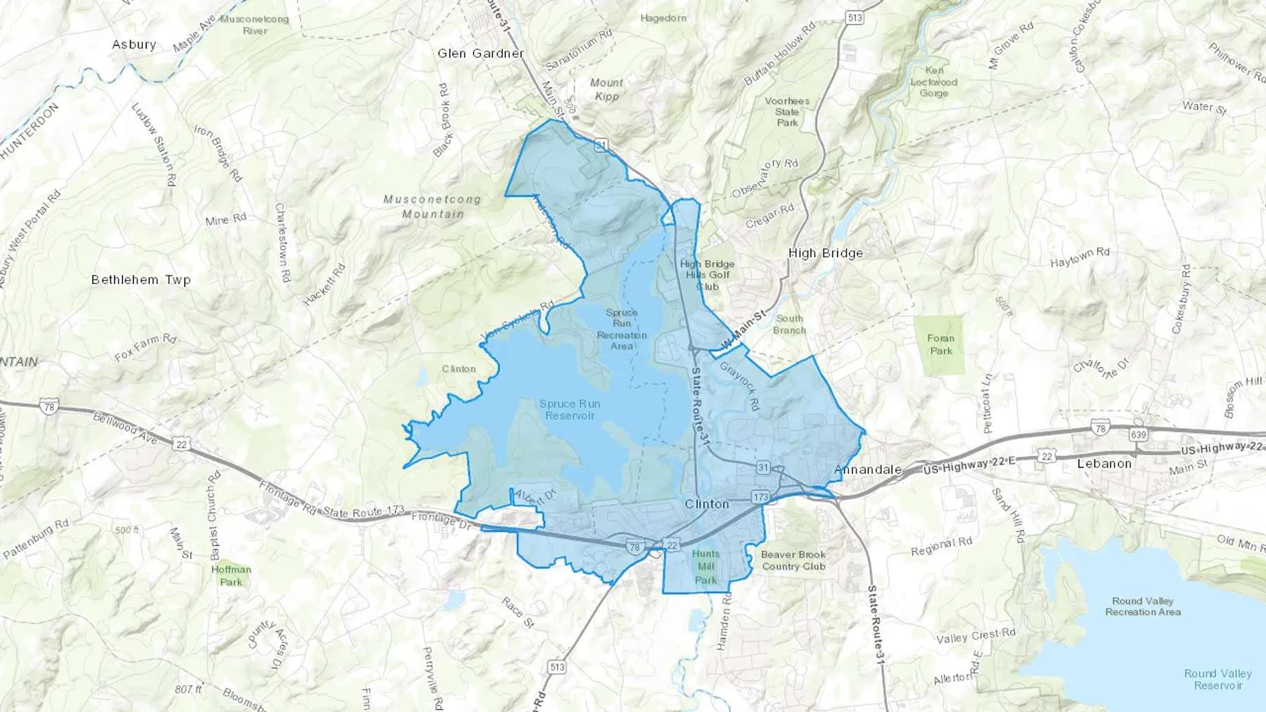 Clinton, NJ Cash heating Oil delivery map Map of the COD Fuel Oil delivery service area for Clinton, NJ