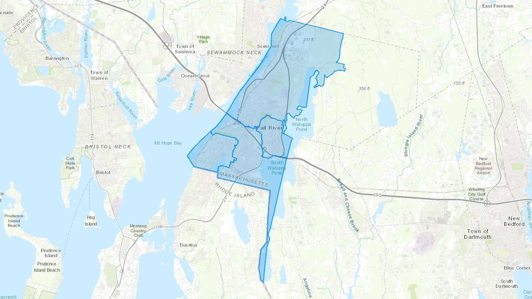 Fall River, MA Cash heating Oil delivery map Map of the COD Fuel Oil delivery service area for Fall River, MA