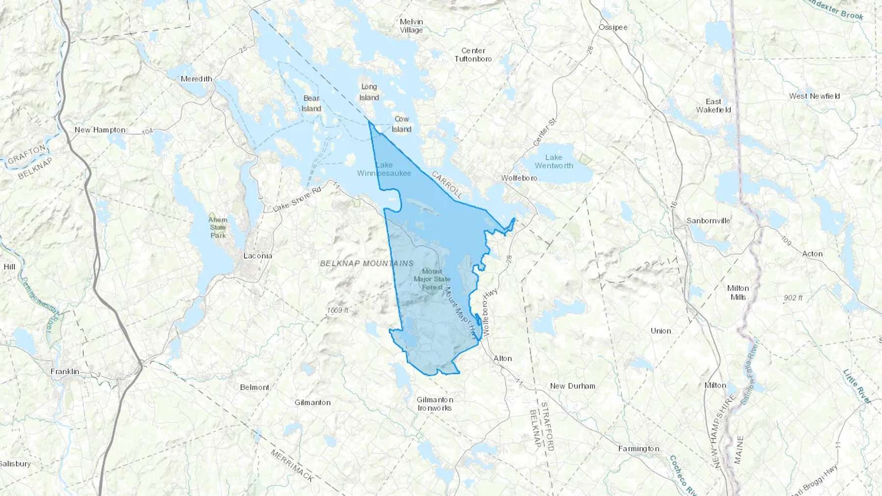 Alton Bay, NH Cash heating Oil delivery map Map of the COD Fuel Oil delivery service area for Alton Bay, NH