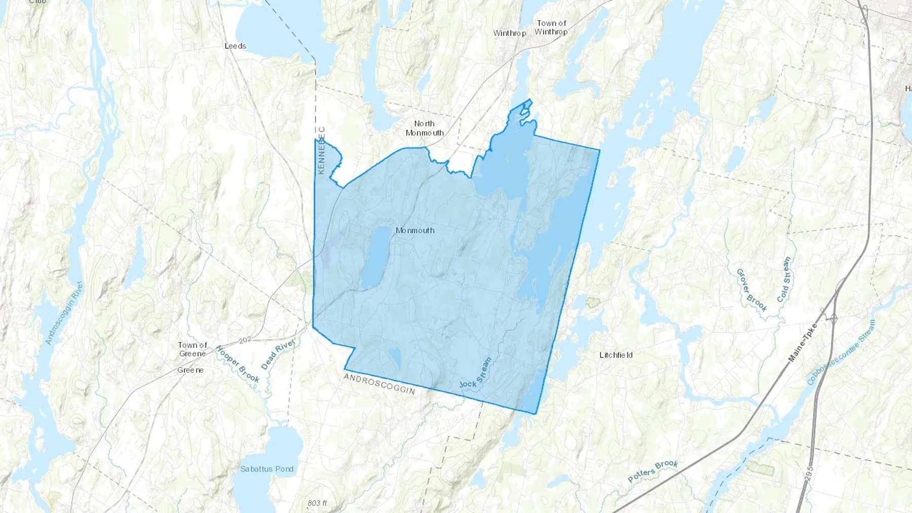 Monmouth, ME Cash heating Oil delivery map Map of the COD Fuel Oil delivery service area for Monmouth, ME