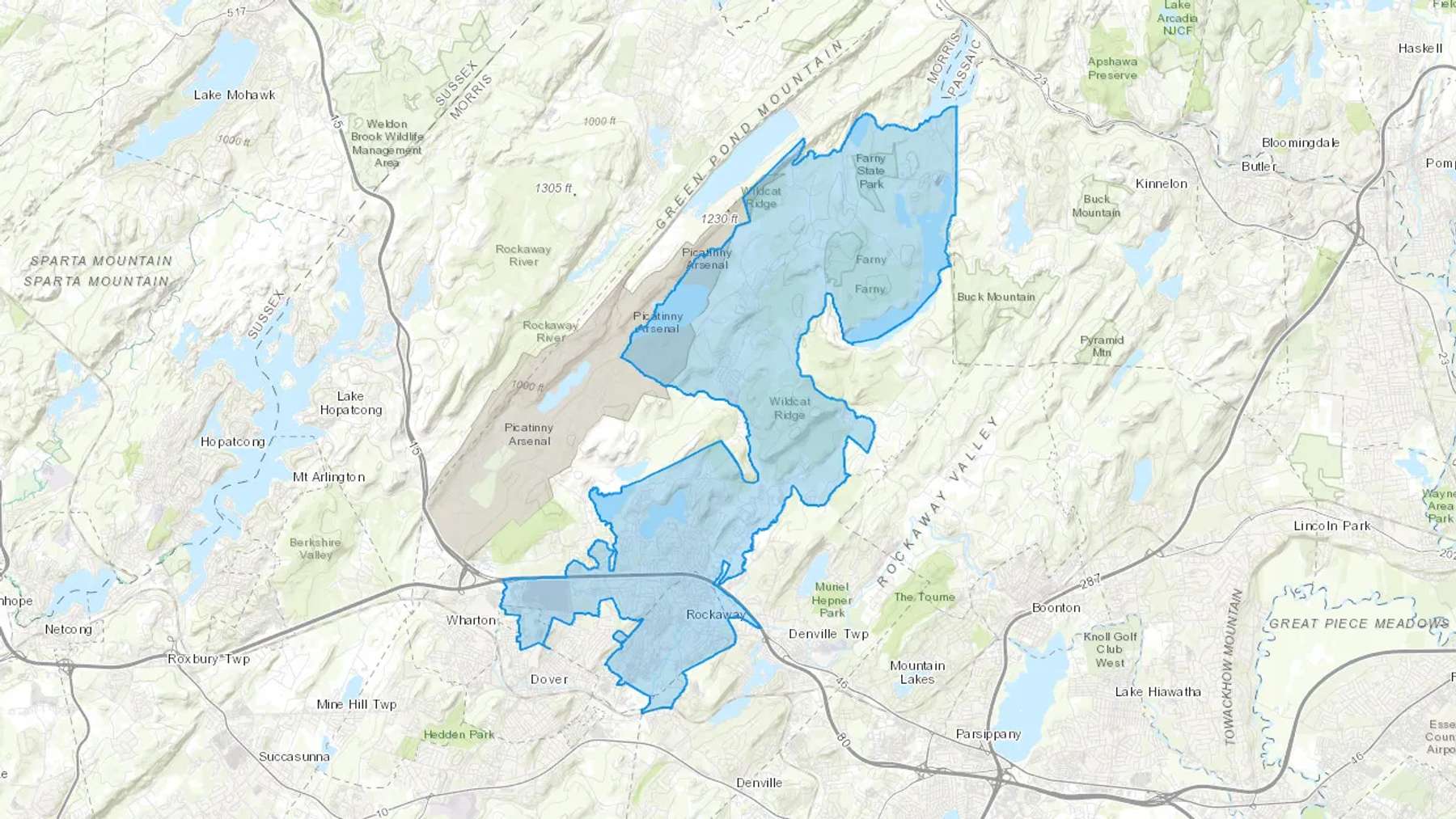 Rockaway, NJ Cash heating Oil delivery map Map of the COD Fuel Oil delivery service area for Rockaway, NJ