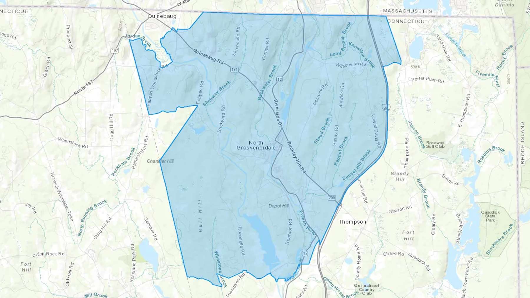 Fabyan, CT Cash heating Oil delivery map Map of the COD Fuel Oil delivery service area for Fabyan, CT