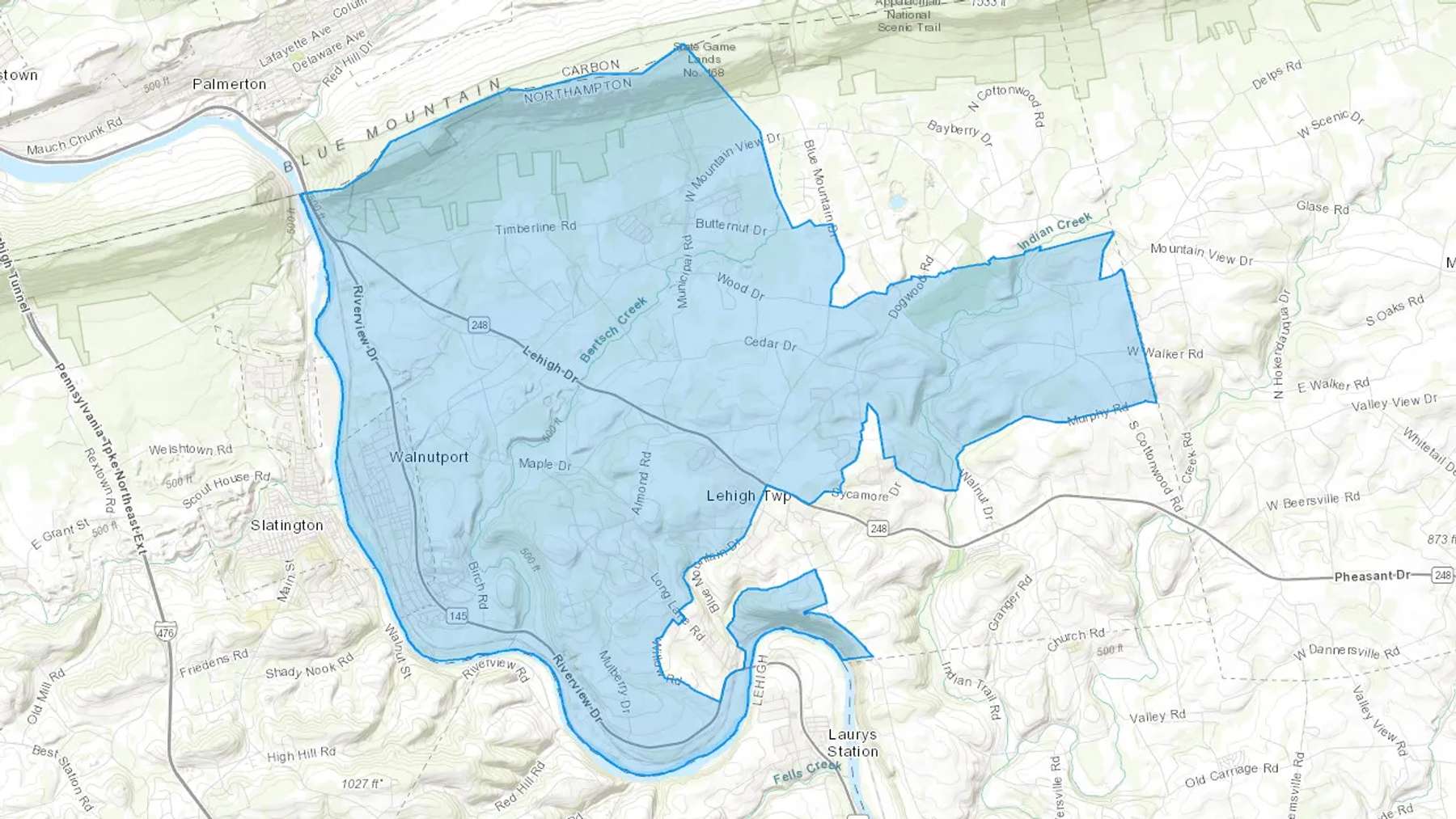 Walnutport, PA Cash heating Oil delivery map Map of the COD Fuel Oil delivery service area for Walnutport, PA