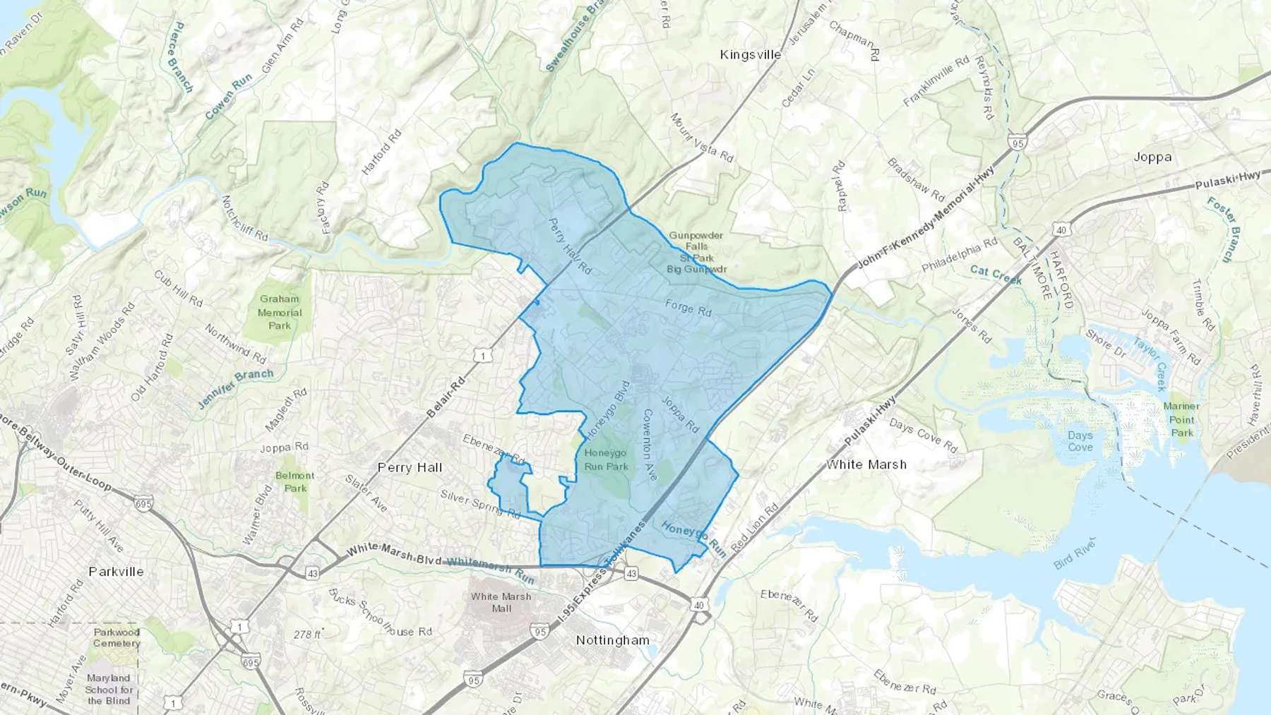 Perry Hall, MD Cash heating Oil delivery map Map of the COD Fuel Oil delivery service area for Perry Hall, MD