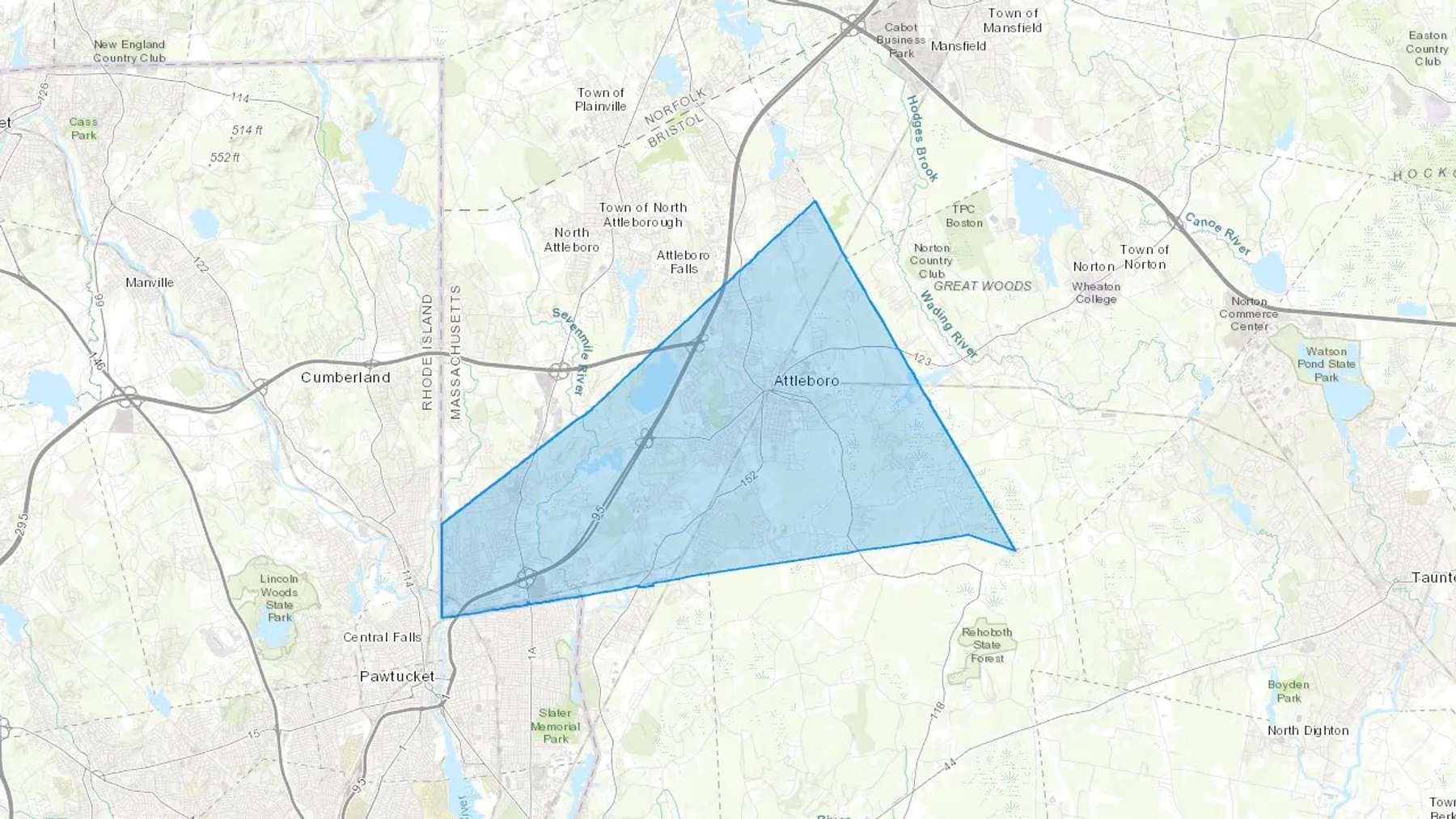 Attleboro, MA Cash heating Oil delivery map Map of the COD Fuel Oil delivery service area for Attleboro, MA