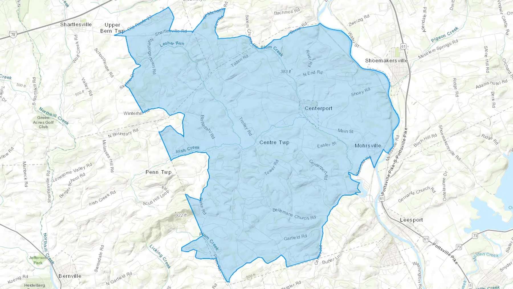 Centerport, PA Cash heating Oil delivery map Map of the COD Fuel Oil delivery service area for Centerport, PA