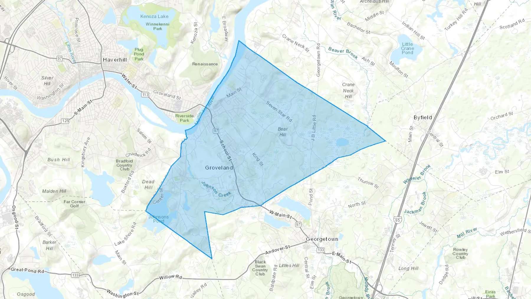 Groveland, MA Cash heating Oil delivery map Map of the COD Fuel Oil delivery service area for Groveland, MA