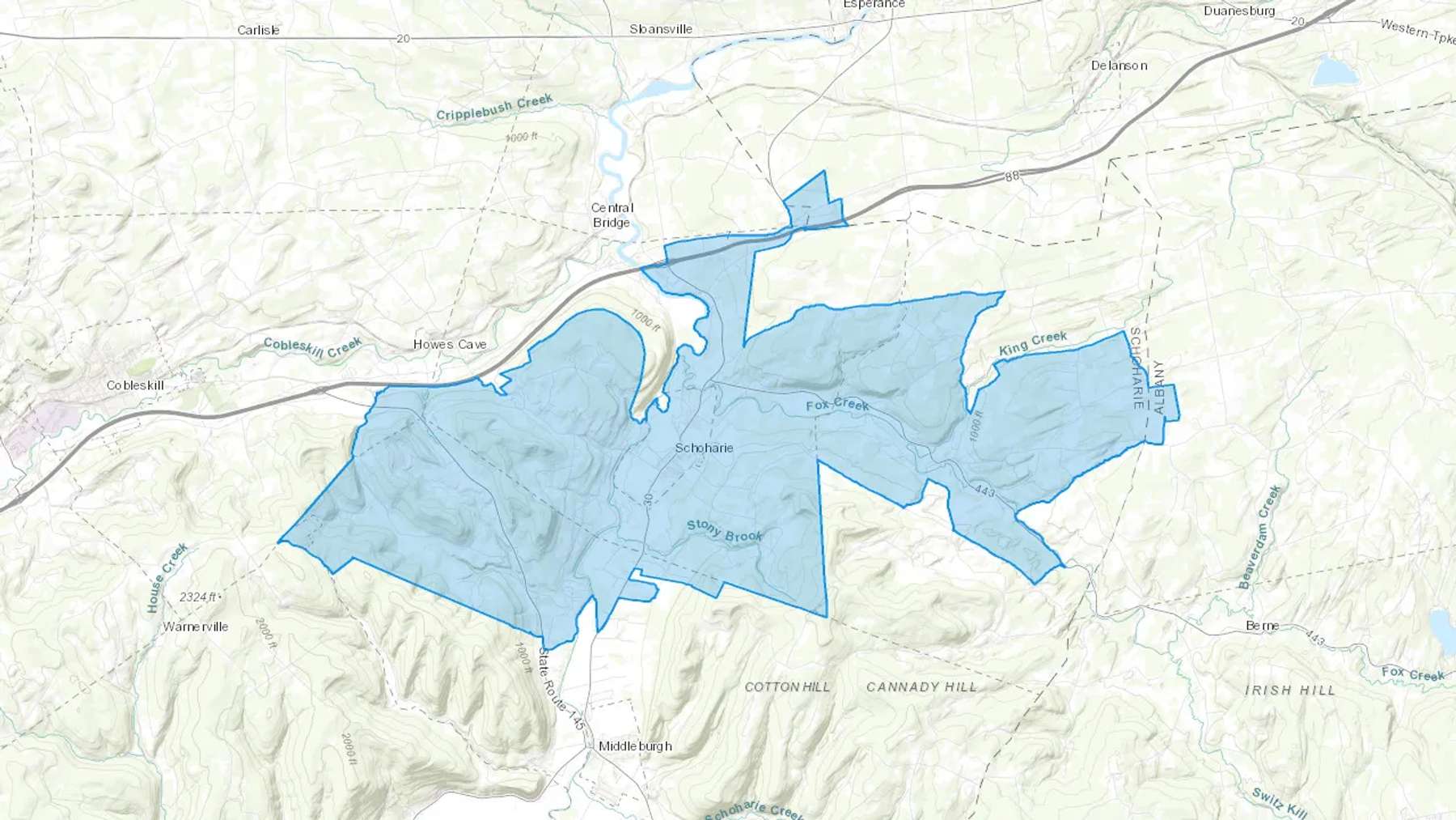 Gallupville, NY Cash heating Oil delivery map Map of the COD Fuel Oil delivery service area for Gallupville, NY