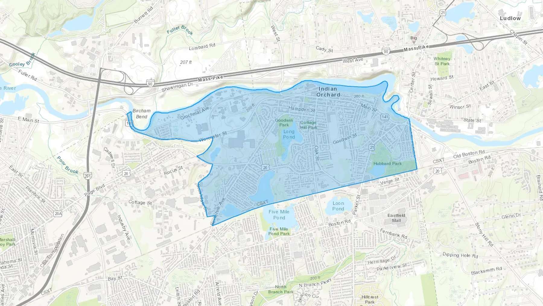 Indian Orchard, MA Cash heating Oil delivery map Map of the COD Fuel Oil delivery service area for Indian Orchard, MA