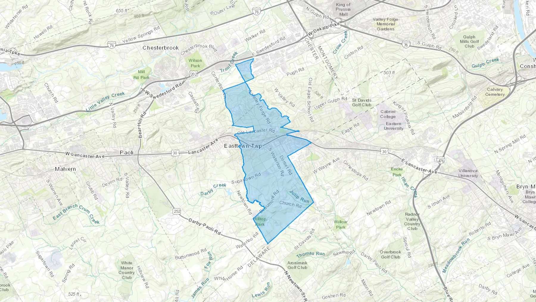 Devon, PA Cash heating Oil delivery map Map of the COD Fuel Oil delivery service area for Devon, PA