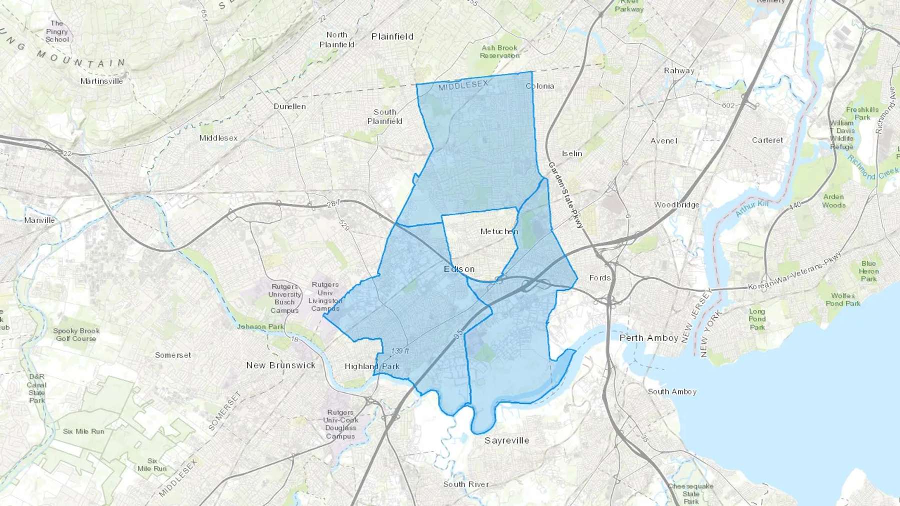 Edison, NJ Cash heating Oil delivery map Map of the COD Fuel Oil delivery service area for Edison, NJ