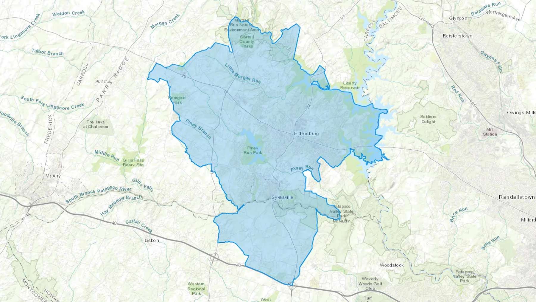 Sykesville, MD Cash heating Oil delivery map Map of the COD Fuel Oil delivery service area for Sykesville, MD