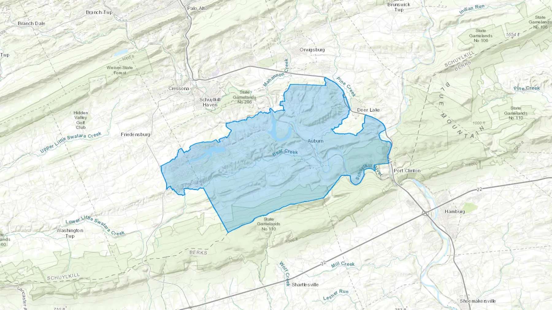 Auburn, PA Cash heating Oil delivery map Map of the COD Fuel Oil delivery service area for Auburn, PA