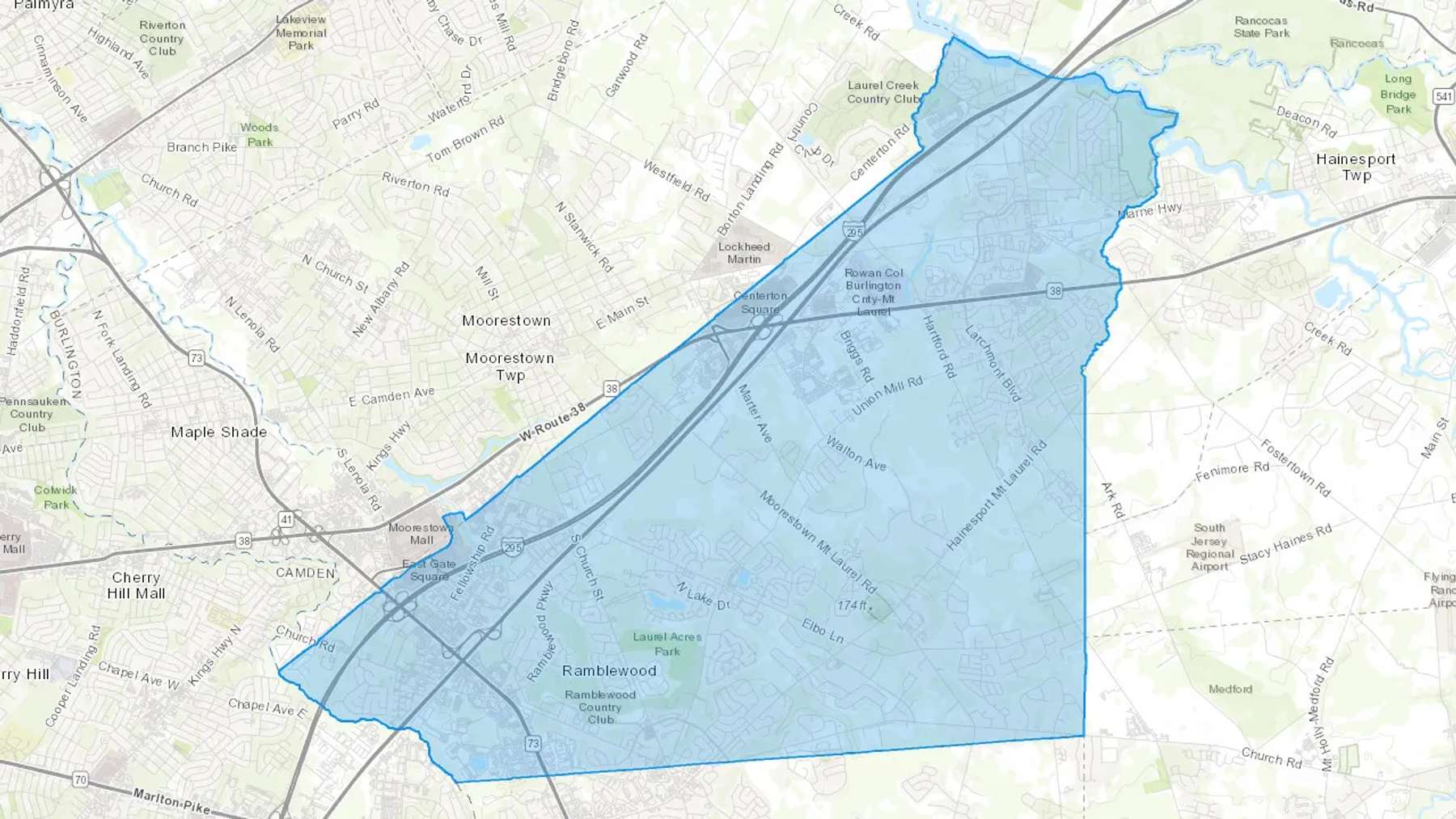 Mount Laurel, NJ Cash heating Oil delivery map Map of the COD Fuel Oil delivery service area for Mount Laurel, NJ