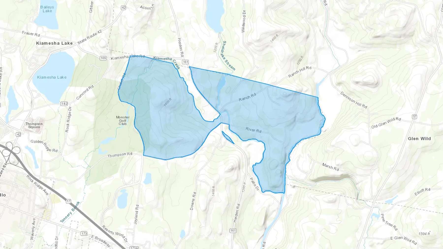 Thompsonville, NY Cash heating Oil delivery map Map of the COD Fuel Oil delivery service area for Thompsonville, NY