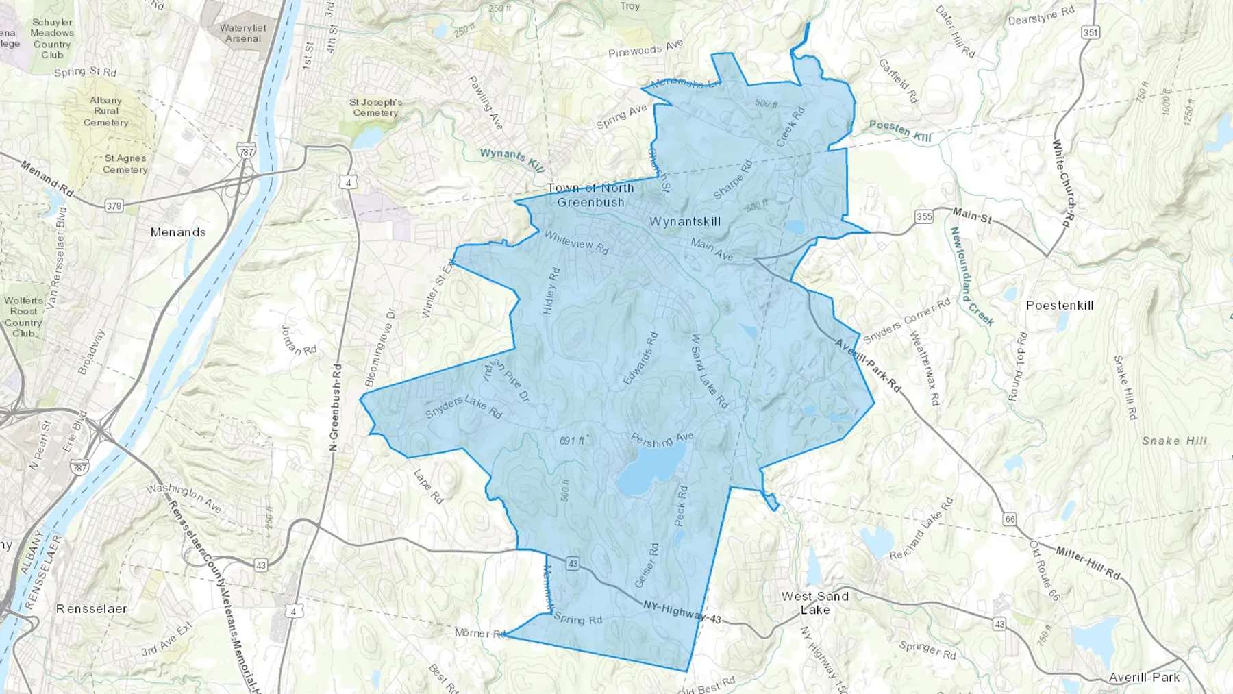 Wynantskill, NY Cash heating Oil delivery map Map of the COD Fuel Oil delivery service area for Wynantskill, NY