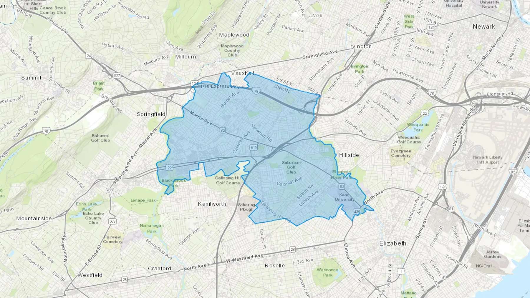 Union, NJ Cash heating Oil delivery map Map of the COD Fuel Oil delivery service area for Union, NJ