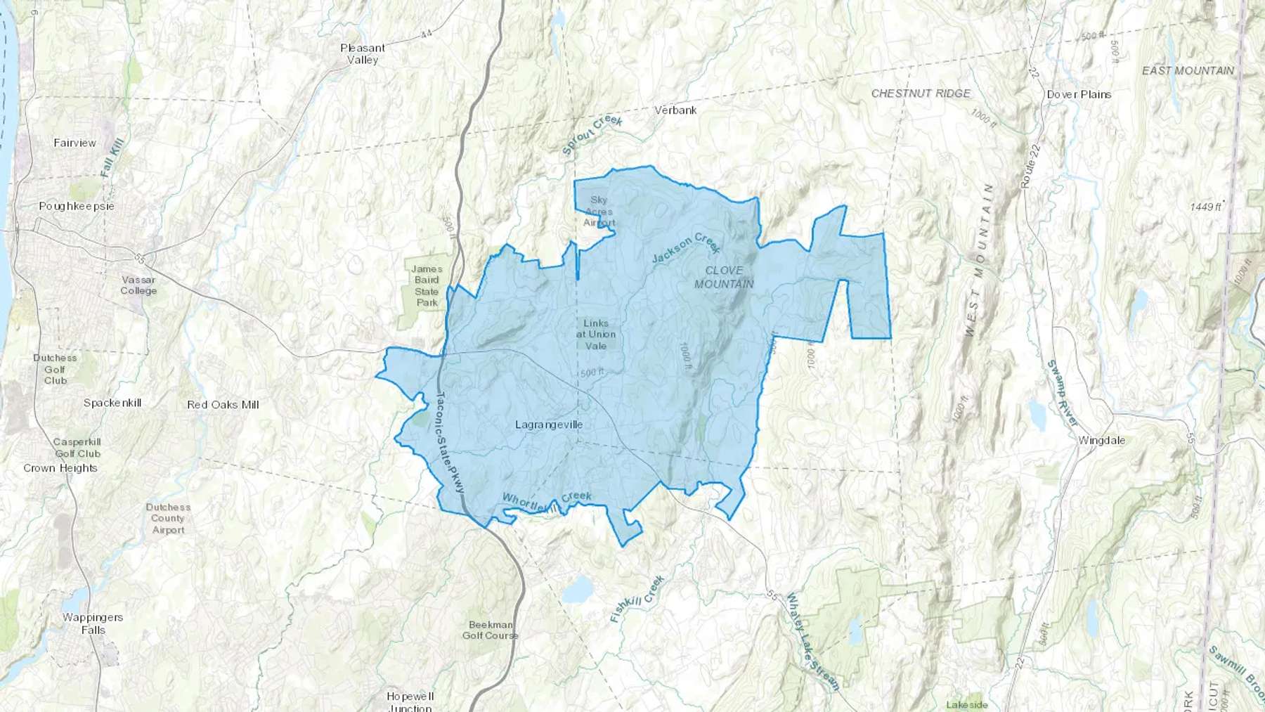 Lagrangeville, NY Cash heating Oil delivery map Map of the COD Fuel Oil delivery service area for Lagrangeville, NY