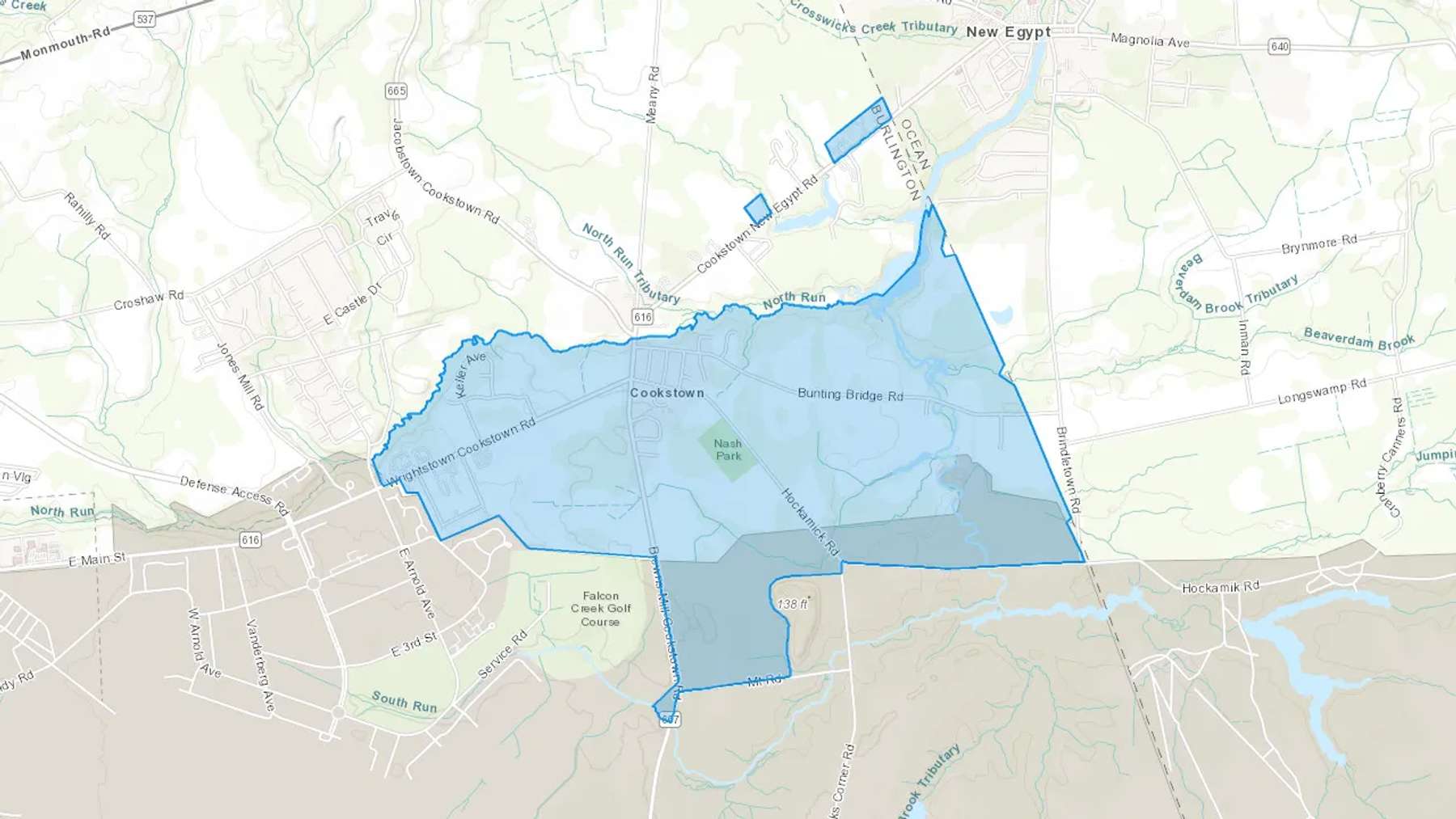 Cookstown, NJ Cash heating Oil delivery map Map of the COD Fuel Oil delivery service area for Cookstown, NJ