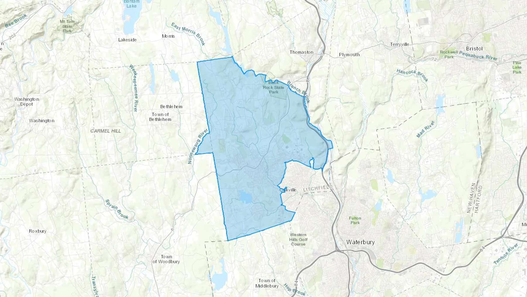 Watertown, CT Cash heating Oil delivery map Map of the COD Fuel Oil delivery service area for Watertown, CT